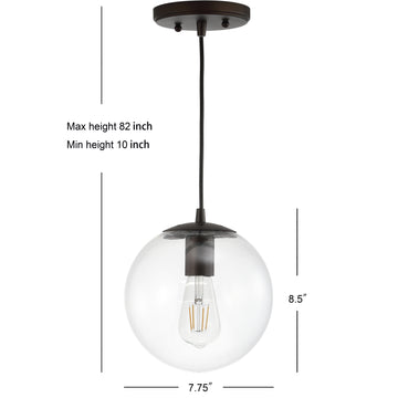 Bleecker 7.75" Metal/Glass Globe LED Pendant